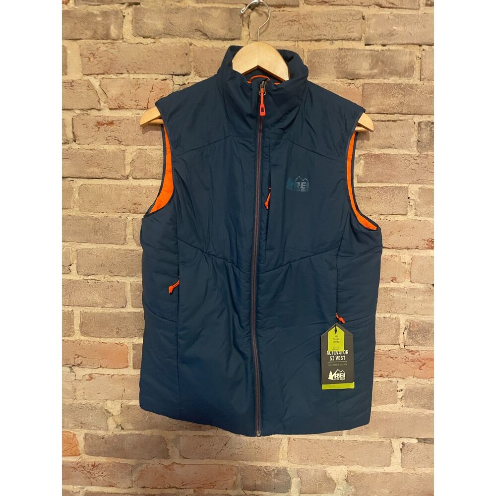 NWT REI CO OP Flash Activator Puffer Vest - Mens Small - Orange & Blue